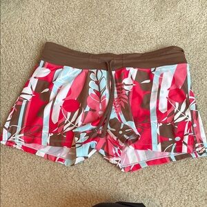 Athleta Floral Print Brown & Red Women's Medium Swim Shorts